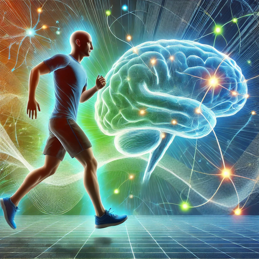 The connection between physical fitness and cognitive function through a dynamic and vibrant design.