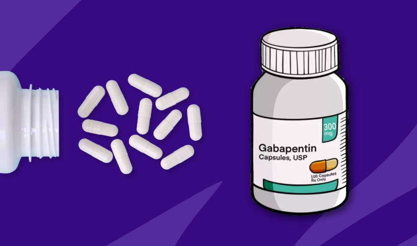 Gabapentin capsules displayed in a clear container, showcasing their distinct shape and color for easy identification.